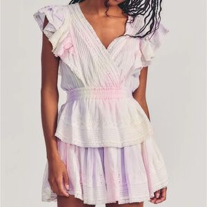 LoveShackFancy Gwen Heritage Mini Dress in Multi Tie Dye